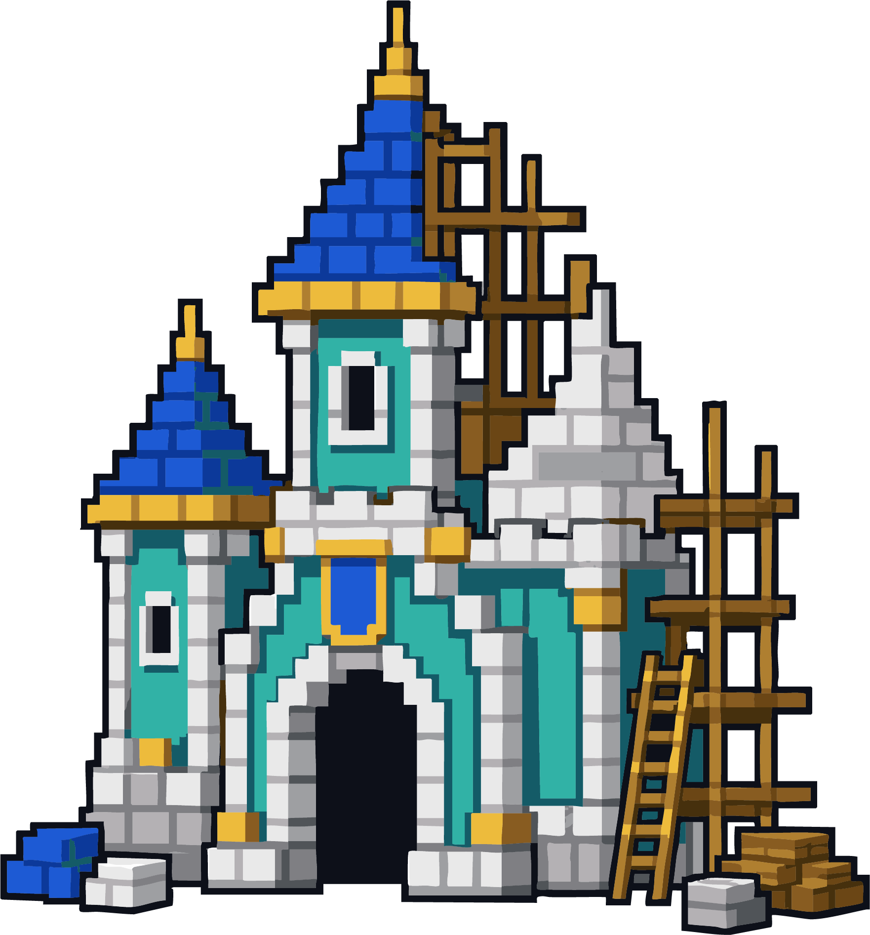 建築中のマインクラフトのお城