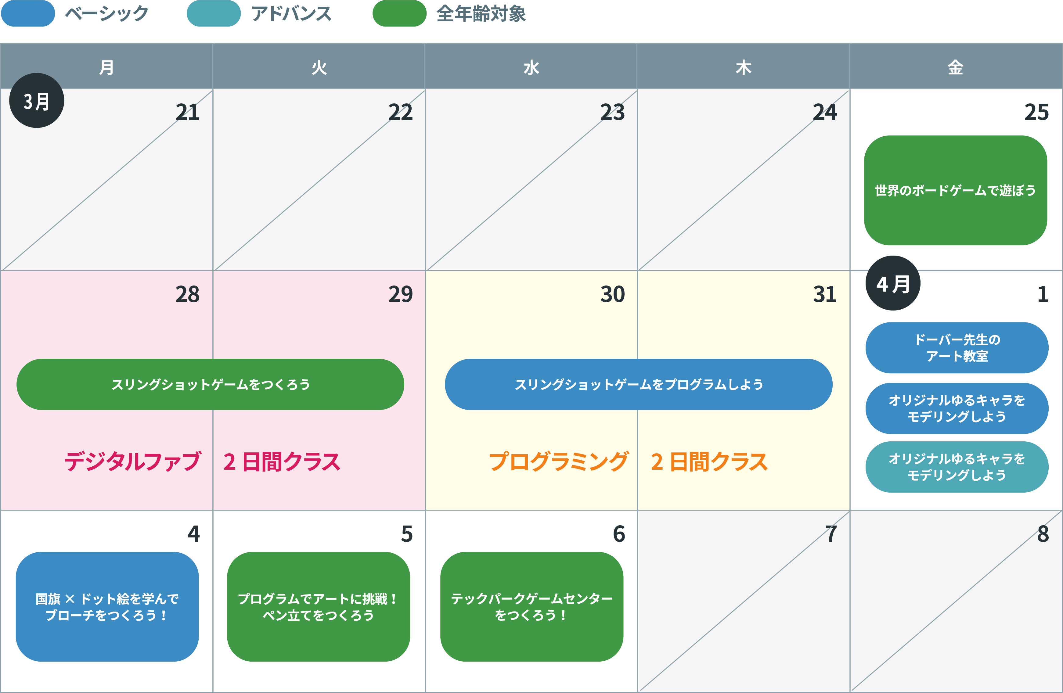 スプリングスクール2022スケジュール